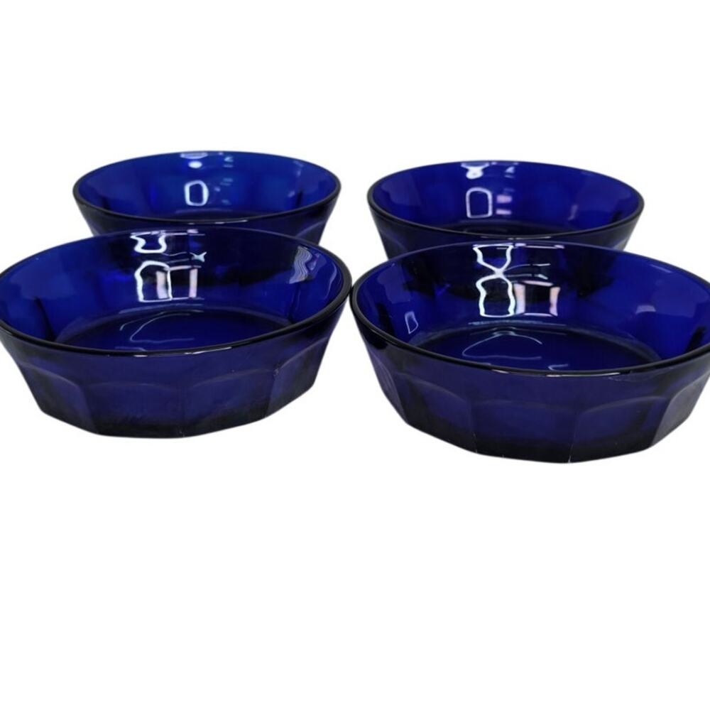 Vintage Libbey Cobalt Blue Glass Bowls Set of 4 Made in the USA MCM